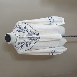 Free People Sundance Kid embroidered western style henley top, size M